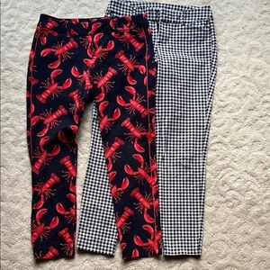 lobster print and navy/white gingham Old Navy Pixie pants